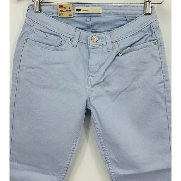 Levis Jeans Size 5 Blue Legging Crop Length Light Wash Skinny Stretch Women New - Picture 2 of 7